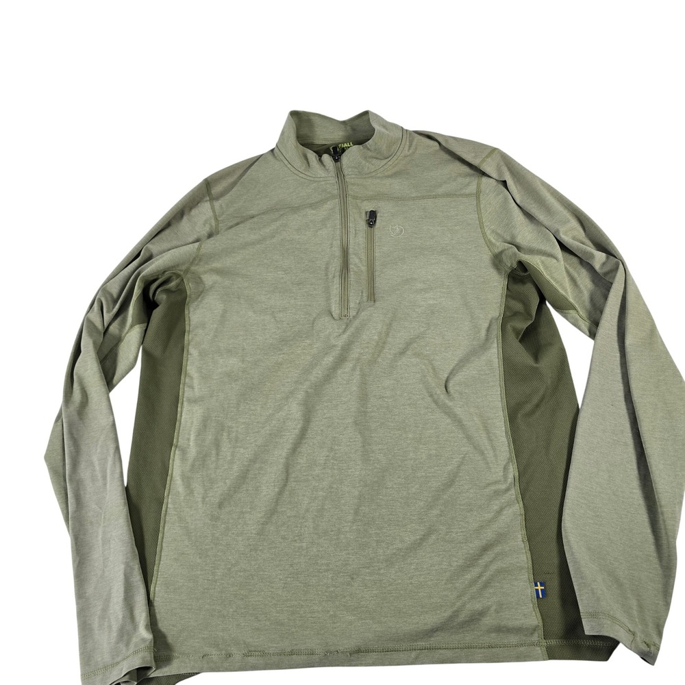 Fjallraven Abisko Trail Fleece Mens Large Green Half Zip Pullover 81448